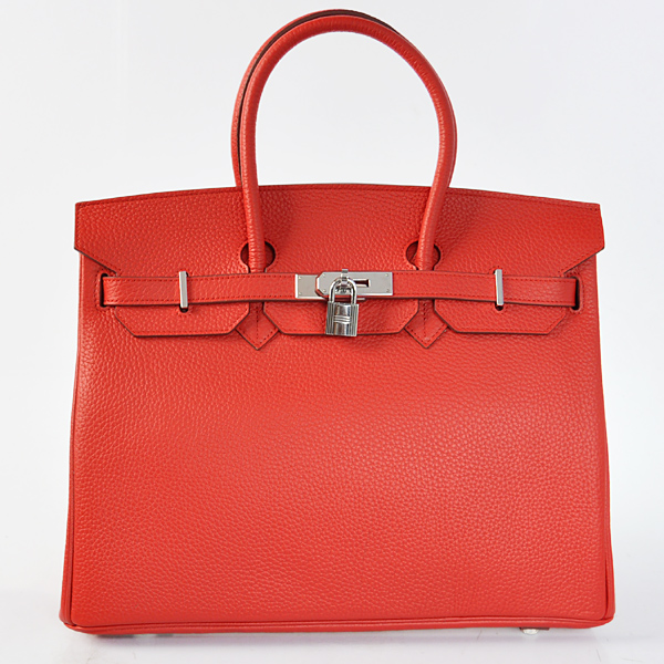 H35POSG Hermes Birkin 35CM pelle Clemence in Flame con Silver